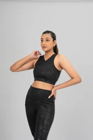 Women Sports top - Black Metallic