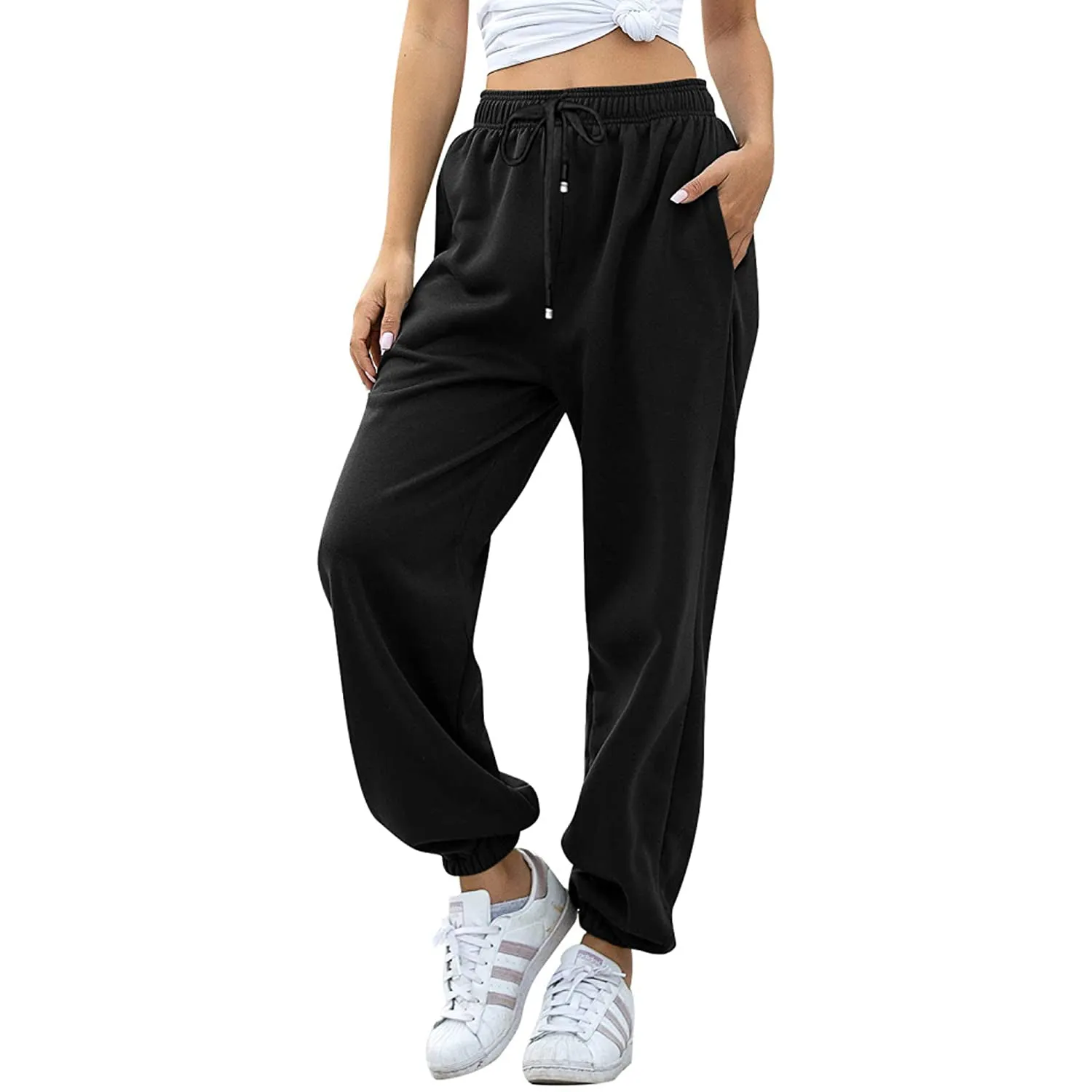 Womens Belted Sweatpants with Pockets