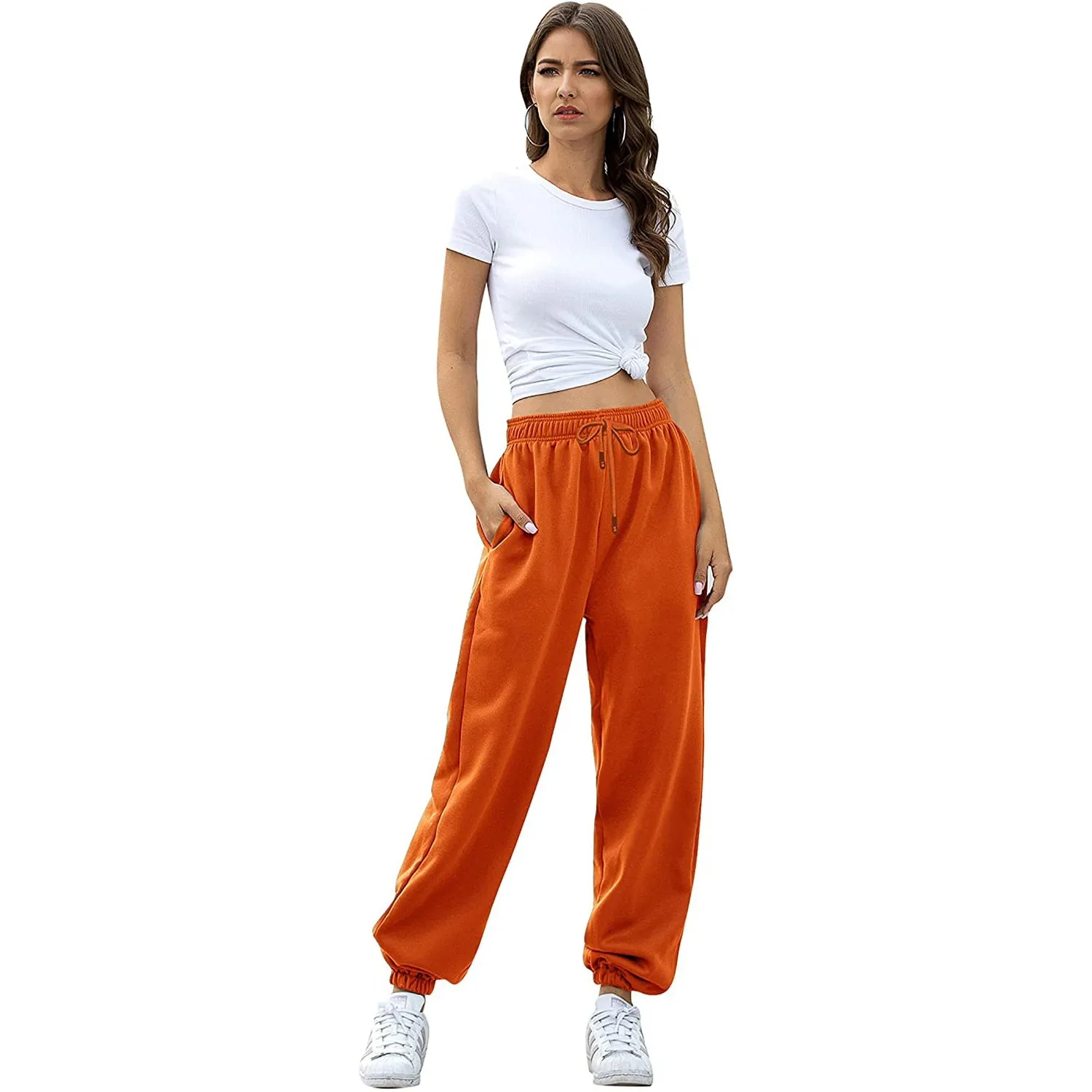 Womens Belted Sweatpants with Pockets