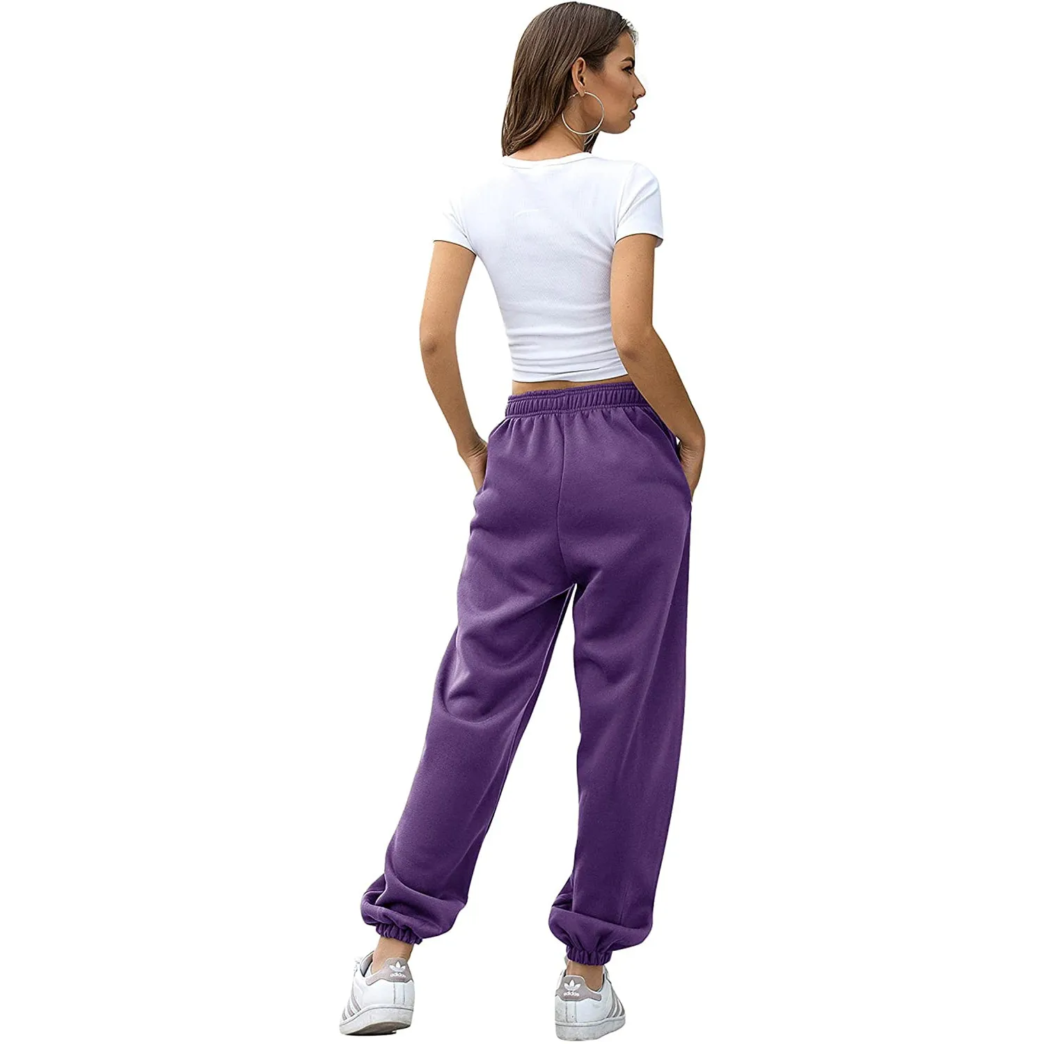 Womens Belted Sweatpants with Pockets