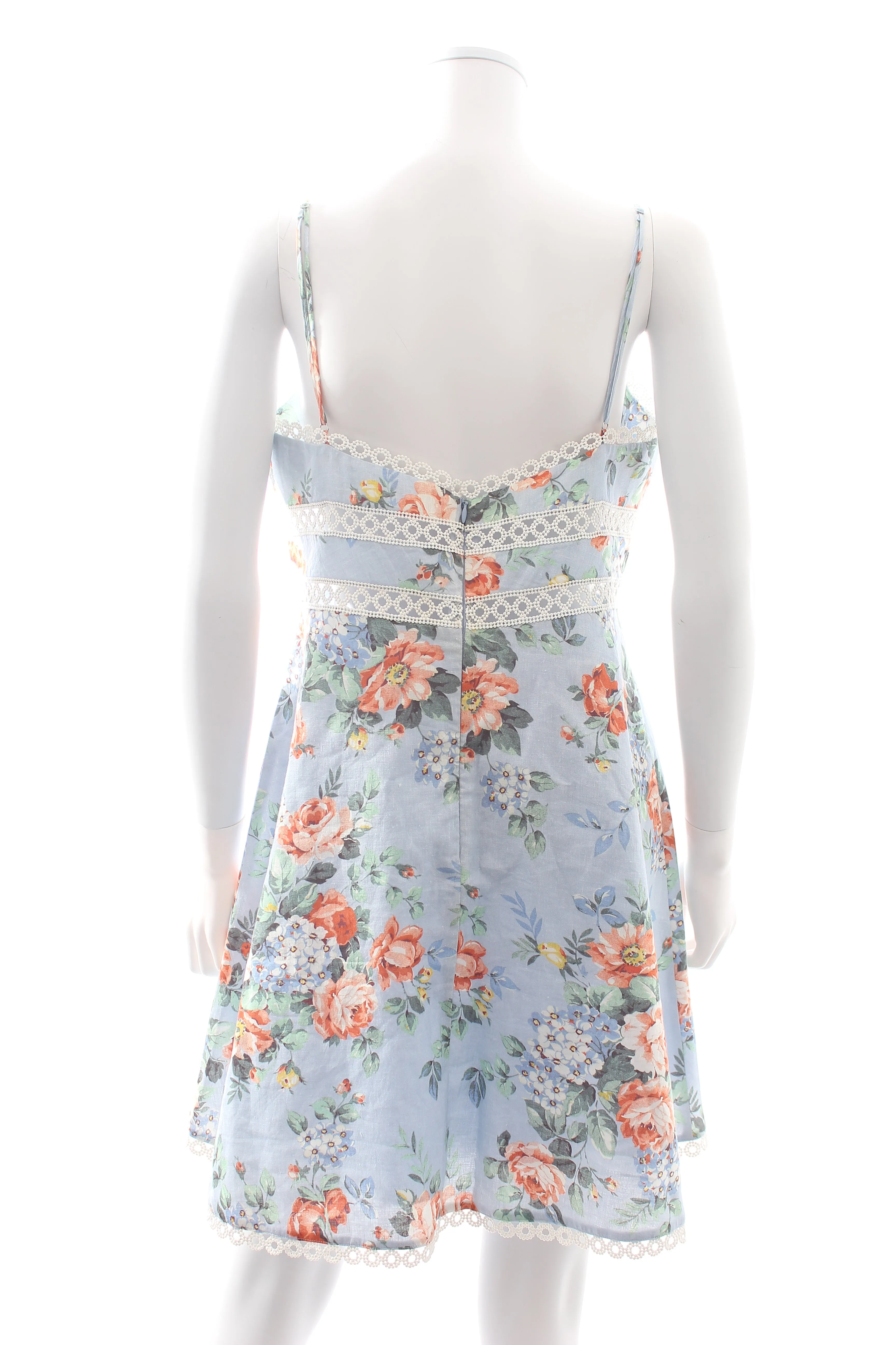 Zimmermann Embroidered Floral Printed Cotton Mini Dress