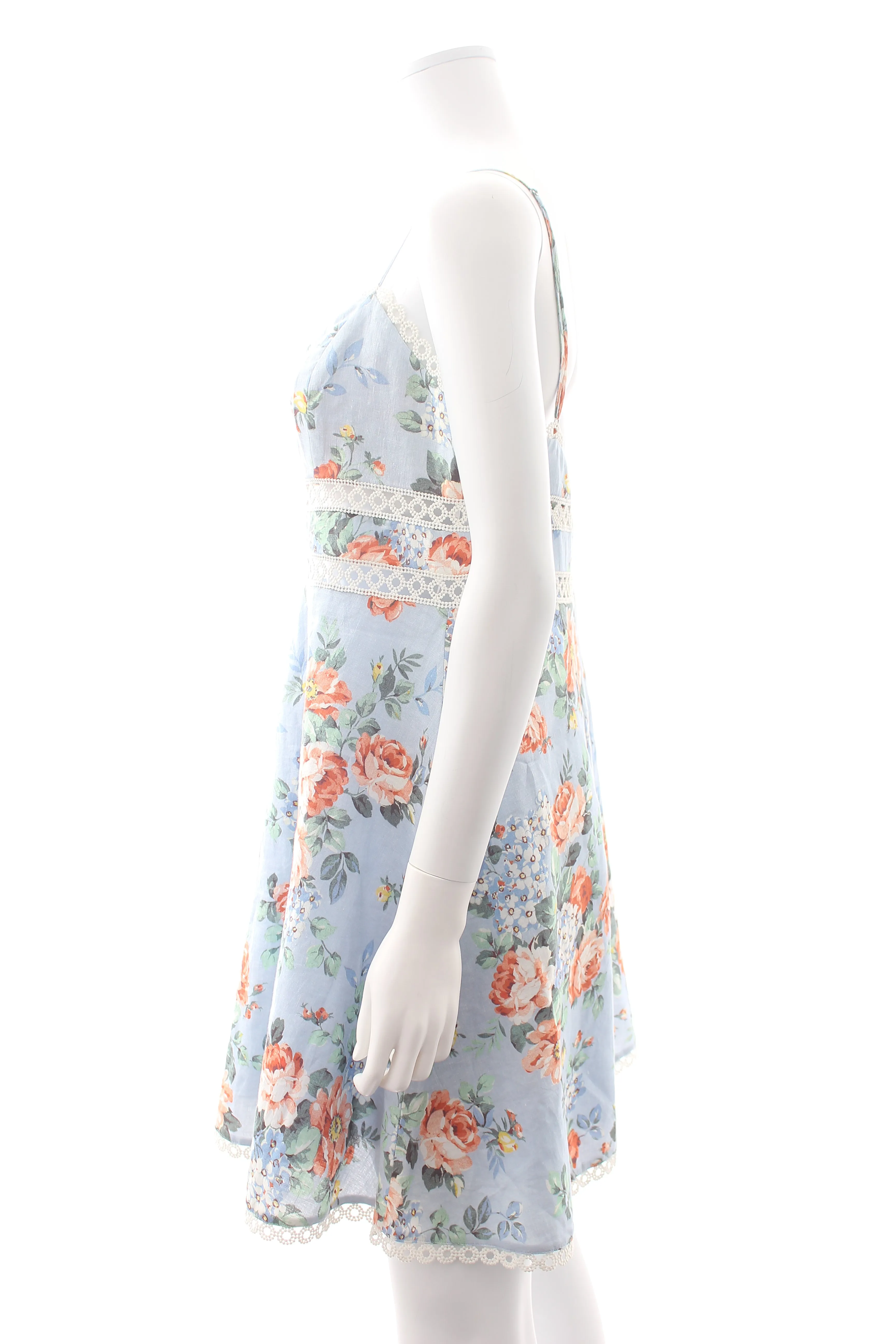 Zimmermann Embroidered Floral Printed Cotton Mini Dress