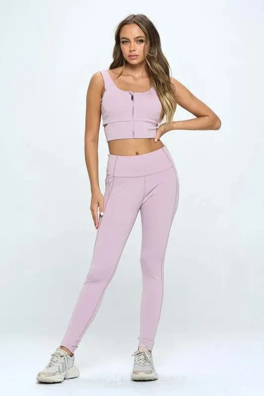 Zip Up Crop Top Set