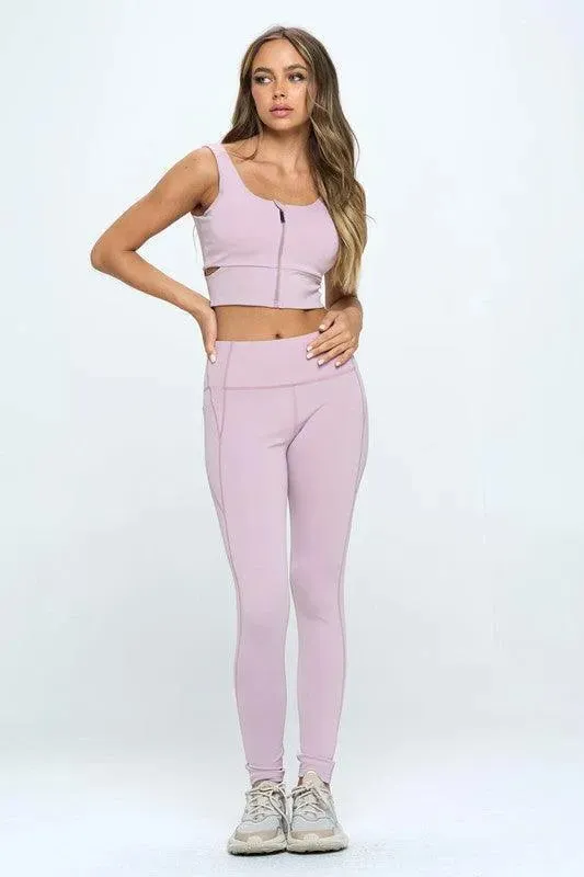 Zip Up Crop Top Set